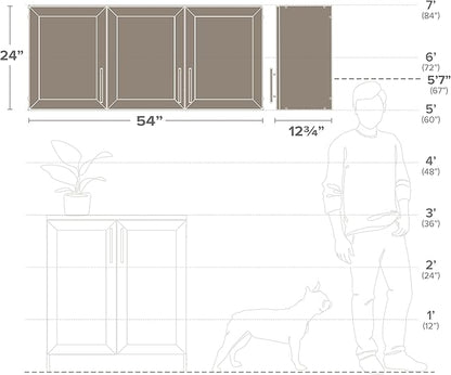 Prepac Elite 54" W Wall Cabinet with Panel Doors, White Storage Cabinet, Bathroom Cabinet, Pantry with 1 Adjustable Shelf 12.75" D x 54" W x 24" H, WSUR-1004-1