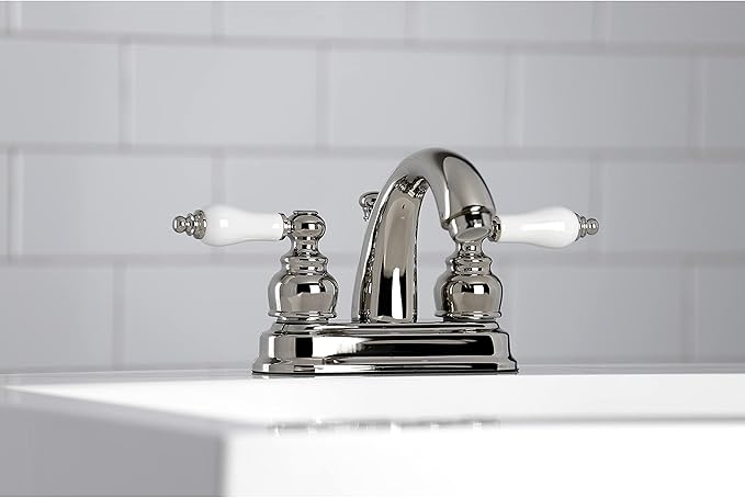 Kingston Brass KB5616PL Restoration 4 in. Centerset Bathroom Faucet, Polished Nickel