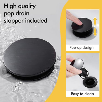 FRANSITON Waterfall Faucet Bathroom Faucet Single Handle One Hole Matte Black Finish Large Spout Lavatory Faucets (Matte Black)