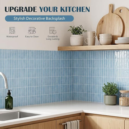 JOLOV 10 Pack Peel and Stick Backsplash Tiles, Waterproof 3D Stickers | Thicker self-adhesive 3D tile stickers for kitchen and bathroom walls; removable, waterproof and easy to install.