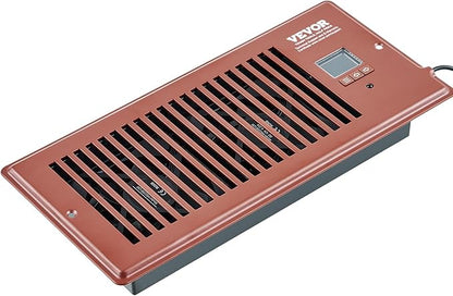 VEVOR Register Booster Fan, Quiet Vent Booster Fan Fits 4” x 10” Register Holes, with Remote Control and Thermostat Control, Adjustable 10-Speed for Heating Cooling Smart Vent, Brown