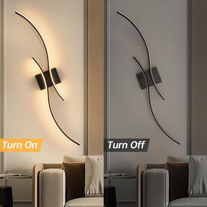 CANEOE Modern Led Wall Light, 39inch Black Indoor Led Wall Sconce Lighting, Bathroom Vanity Light Fixtures Over Mirror for Living Room Hallway Bedroom Bedside Wall Lamp (Warm White, 3000K)