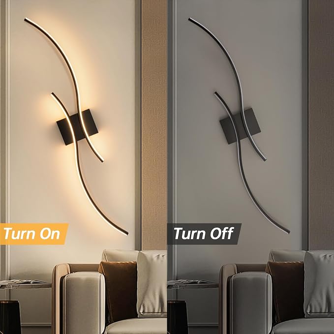CANEOE Modern Led Wall Light, Black Indoor Led Wall Sconce Lighting, Bathroom Vanity Light Fixtures Over Mirror for Living Room Hallway Bedroom Bedside Wall Lamp (Black,3000K, 2 Packs,Hard-Wired)