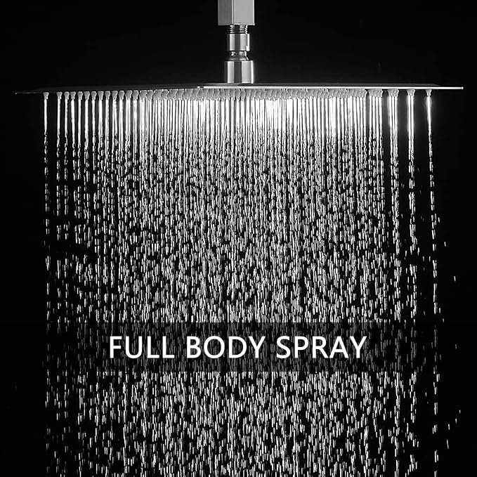 Brushed Nickel Shower System Bathroom 16 Inch Rain Shower Head Ceiling Mount with Handheld Luxury High Pressure Shower Combo Set Shower Faucet Rough-in Valve Body and Trim Kit