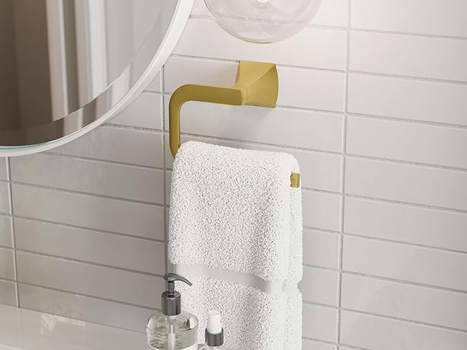 Pfister Bruxie Towel Ring, Hand Towel Holder for Bathroom, Wall-Mounted, Screw-in, Brushed Gold Finish, BRBBIE0BG