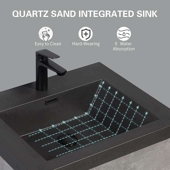 60" Floating Bathroom Vanity with Sink Combo, Pre-Assembled Wall Mounted Bathroom Cabinet with Double Integrated Sink, Soft-Closed 2 Drawers, Dark Birch