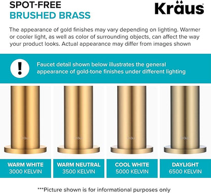 KRAUS Indy Bathroom Faucet for Vessel Sink in Spot-Free Brushed Brass with Single Handle, Pop Up Drain and Supply Lines, KVF-1410SFBB