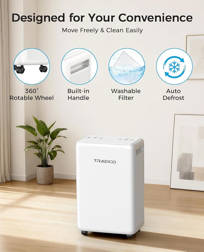 30 Pint Dehumidifier for Basement with Drain Hose Up to 2000 Sq.ft | Quiet Dehumidifiers for Home Large Room Bedroom Bathroom RV, Smart Humidity Control, 3 Modes, 24H Timer, Auto Defrost