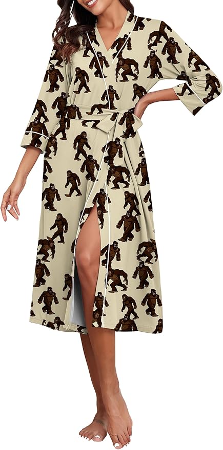 PrinStory Womens Robe Long Knit Bathrobe Lightweight Soft Robes Ladies Bath Robe