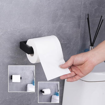 GERZWY Bathroom Accessory 2-Piece Set SUS 304 Stainless Steel Toilet Paper Holder Towel Ring Wall Mount, Matte Black HG1708-2BK