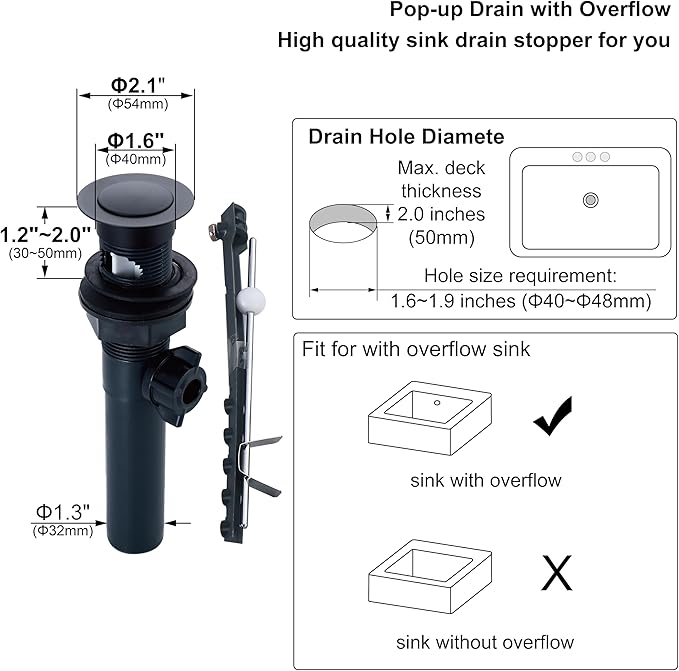 Two Handle Bathroom Sink Faucet Matte Black 3 Hole with Pop up Drain, 8 Inch Widespread High Arc Lavatory Bathroom Faucet,2 Pack,F-8805-MT