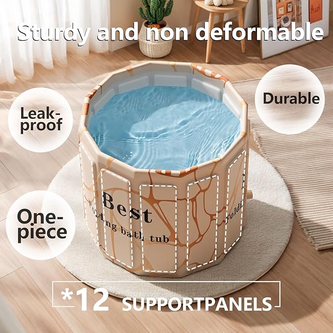 Portable Bathtub for Adult, Foldable Soaking Bathtub for Hot SPA&Ice Bath, Foldable Small Bathtub collapsible bathtub for Bathing, 6-layer Insulated portable tub,Space-Saving(Fantasy 27.5X26.6IN)