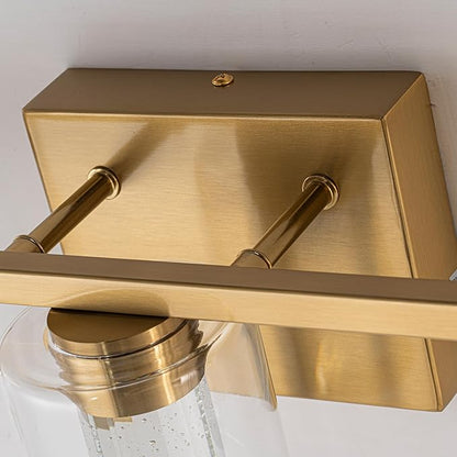 SineRise 5-Light Gold Vanity Light with 3 Color Modes (3000K/4000K/6000K), Eye Protection LED Bathroom Light Fixture, Dimmable Modern Wall Light Over Mirror with Clear Glass Shade