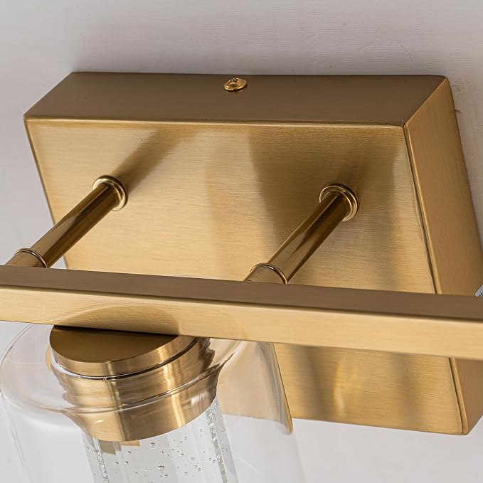 SineRise 6-Light Gold Vanity Light with 3 Color Modes (3000K/4000K/6000K), Eye Protection LED Bathroom Light Fixture, Dimmable Modern Wall Light Over Mirror with Clear Glass Shade
