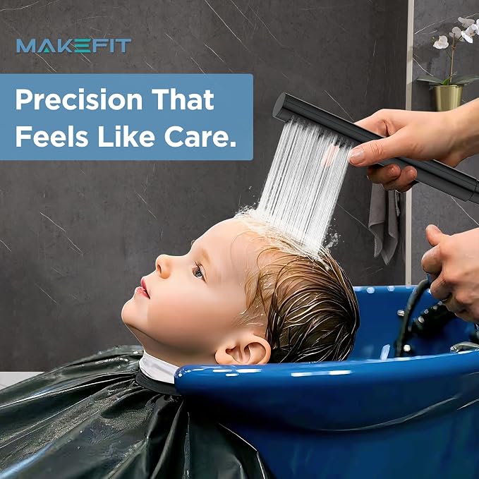 MakeFit All Metal Shower Head Combo with Handheld, 10" Square Rainfall Shower Head with Curved Extension Arm, Adjustable Dual Shower Heads with 71" Extra Long Hose, Matte Black