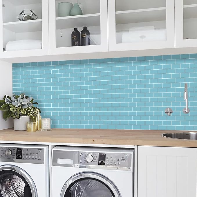 STICKGOO Subway Tile Peel and Stick Backsplash, Thicker Design 12" x 12" Stick on Backsplash Tiles for Kitchen, Bathroom, Wall Tile (10 Sheets, Blue)