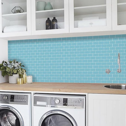STICKGOO Subway Tile Peel and Stick Backsplash, Thicker Design 12" x 12" Stick on Backsplash Tiles for Kitchen, Bathroom, Wall Tile (10 Sheets, Blue)