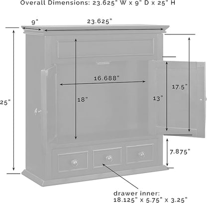 Crosley Furniture Lydia Wall Mounted Bathroom Storage Medicine Cabinet with a Drawer and Shelves, White