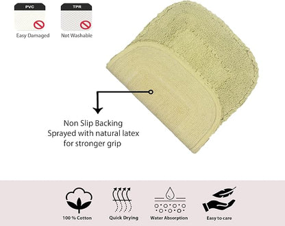 Home Weavers Radiant Collection 100% Cotton Bathroom Rugs Set, Washable Rug, Soft Cotton Extra Soft and Absorbent Bath Rug, Kitchen Mat, Bath Mat Set, Bath Floor Mat Non Slip, 20"x20" Contour, Green
