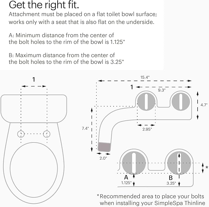 Brondell Bidet - Thinline SimpleSpa SS-150 Fresh Water Spray Non-Electric Bidet Toilet Attachment in White with Self Cleaning Nozzle and SafeCore Internal Valve