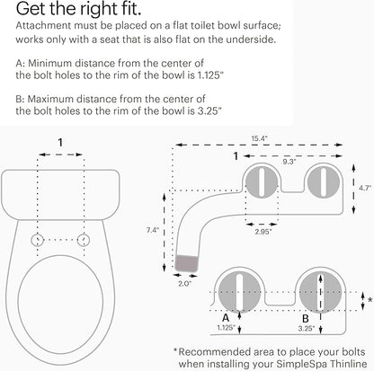 Brondell Bidet - Thinline SimpleSpa SS-150 Fresh Water Spray Non-Electric Bidet Toilet Attachment in White with Self Cleaning Nozzle and SafeCore Internal Valve