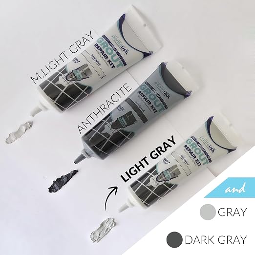 Premixed Tile Grout Repair- Modern Light Gray 2-Pack (17.6oz/500g) | Acrylic sanded formula, for bathroom shower kitchen tile, water-resistant, 24-hour cure, 58 sq ft, value 2-pack