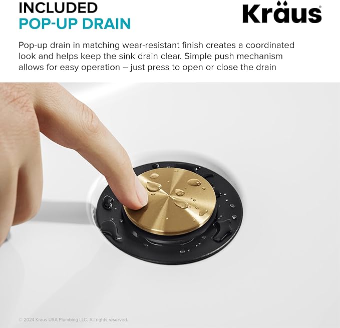 KRAUS Indy Bathroom Faucet for Vessel Sink in Spot-Free Brushed Brass/Matte Black with Single Handle, Pop Up Drain and Supply Lines, KVF-1410SFBBMB