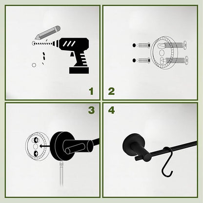 22 Inch Bathroom Towel Rack with 5 Hooks for Hanging Items Wall Mounted Hangers for Kitchen Bathroom and Bedroom Wall (Black) YIGUANXIN