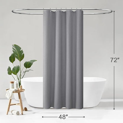 Extra Long Waffle Shower Curtain Moonlight Blue Cotton Texture Fabric Heavyweight Shower Curtains for Bathroom,72Wx84L
