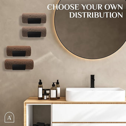 Bamboo Towel Rack by Aura Nest Set of 4 Wood Towel Racks Bamboo Bathroom Accessories -Wall Towel Holder for Rolled Towels Wooden Towel Racks for Bathroom Spa Bathroom - Black