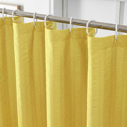 Aiyufeng Moga Lemon Yellow Shower Curtain - 3D Embossed Cloth Shower Curtain for Bathroom, Hotel Luxury Yellow Bathroom Curtains, Machine Washable, Standard Size 72Wx78H