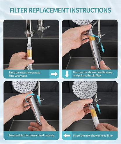 SR SUN RISE Shower Filter for Handheld Shower Head, NSF Certified 4 Pack Replacement Filters for Hard Water Remove Chlorine and Harmful Substances Only Fits SR SUN RISE Shower Head