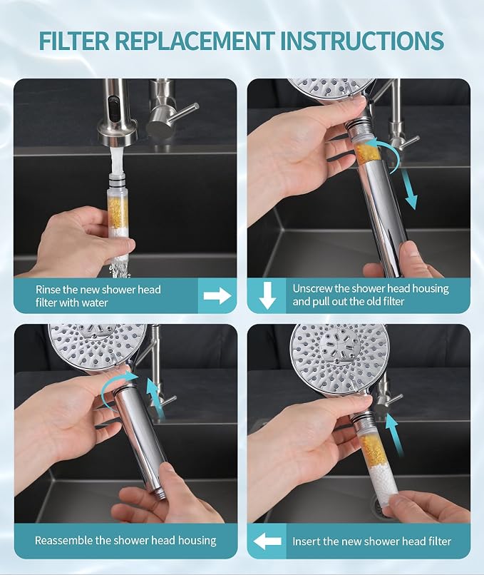 SR SUN RISE Shower Filter for Handheld Shower Head, NSF Certified 8 Pack Replacement Filters for Hard Water Remove Chlorine and Harmful Substances Only Fits SR SUN RISE Shower Head