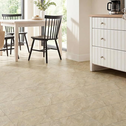 ATOPOSE Waterproof Peel and Stick Floor Tile,Marble Effect,Easy DIY Install | 12 x 12 inch 30-Pack,Cover 30 Sq.Ft,Durable, Stylish & Fast Floor Renovation for Kitchen, Dining Room, Bedrooms,Beige Stone