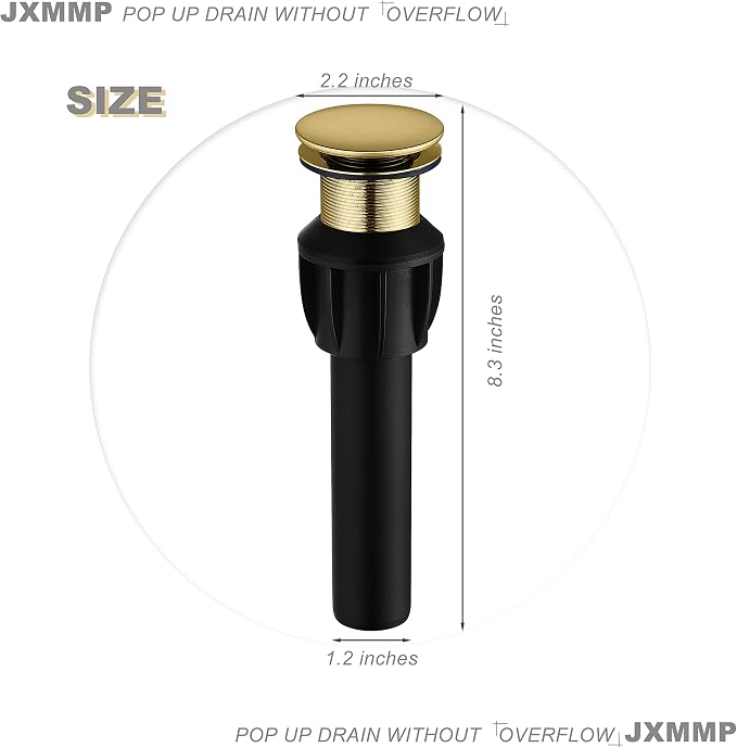 Brushed Gold Vessel Sink Faucet with Pop Up Drain and Supply Lines, Stainless Steel Gold Vanity Faucet Single Hole, JXMMP Single Handle Bathroom Faucet Gold, JXM1001BG