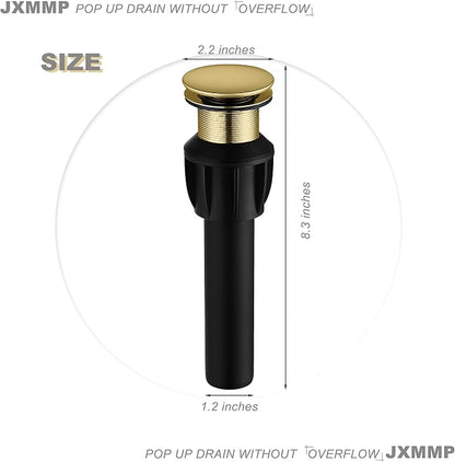 Brushed Gold Vessel Sink Faucet with Pop Up Drain and Supply Lines, Stainless Steel Gold Vanity Faucet Single Hole, JXMMP Single Handle Bathroom Faucet Gold, JXM1001BG