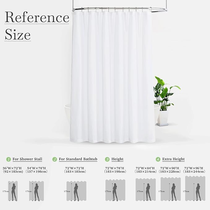 KGORGE Linen Sheer Shower Curtains White for Bathroom Bathtub Decor | Semi-Sheer Waterproof Fabric Lightweight Button Hole Half Privacy Quick Dry Drapes, Hooks Included, W72 x L78