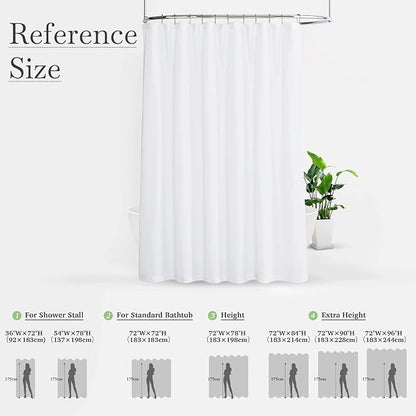 KGORGE Linen Sheer Shower Curtains White for Bathroom Bathtub Decor | Semi-Sheer Waterproof Fabric Lightweight Button Hole Half Privacy Quick Dry Drapes, Hooks Included, W72 x L78