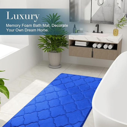 OLANLY Memory Foam Bath Mat Rug 36x24, Ultra Soft and Absorbent Bathroom Rugs, Non-Slip, Comfortable, Machine Washable Bath Carpet for Bathroom Floor, Tub Shower and Home Decor Accessories, Royal Blue