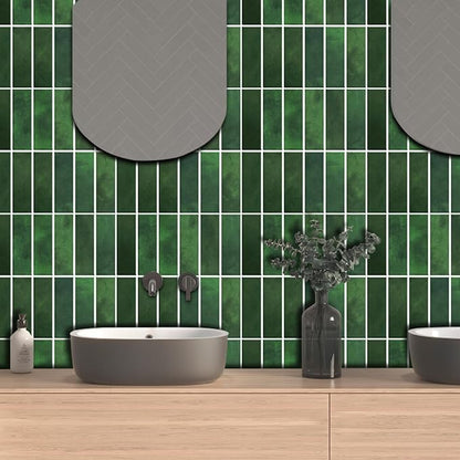 Dark Green Peel and Stick Backsplach Tile, 12"x12" Back Splash Stick on Tiles for Kitchen, Bathroom, 10 Sheets