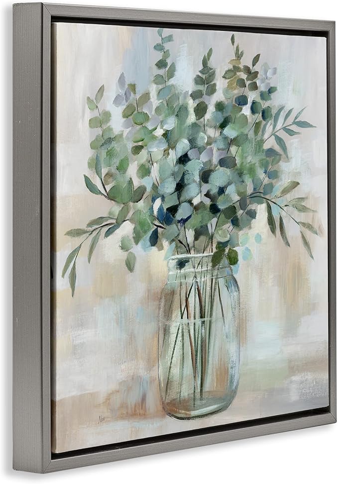 Soothing Eucalyptus Herb Arrangement, 24 x 24 Inch Canvas in Floater Frame | Stupell Industries · By Nan · Ready to hang · Perfect for farmhouse or rustic rooms · Made in USA