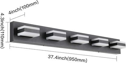 SOLFART Black 5 Light Bathroom Vanity Lights Over Mirror LED Modern Vanity Lights for Bathroom 5 Lights ETL Listed