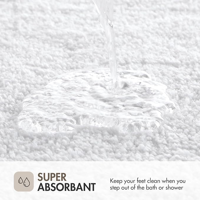 Madison Park Evan 100% Cotton Bath Rug Plush Absorbent, 20" x 30", White | Non-slip Backing, OEKO TEX, Luxurious Tufted Plush Bath Mat for Bathroom, Quick Dry, Spa Design Decorative for Shower Room