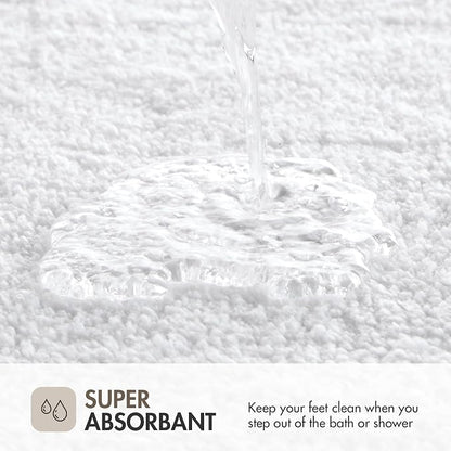 Madison Park Evan 100% Cotton Bath Rug Plush Absorbent, 20" x 30", White | Non-slip Backing, OEKO TEX, Luxurious Tufted Plush Bath Mat for Bathroom, Quick Dry, Spa Design Decorative for Shower Room