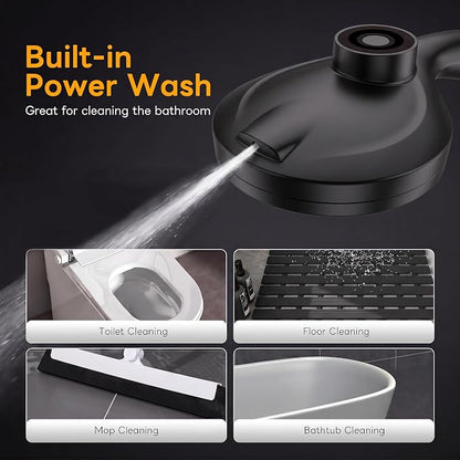 High Pressure Handheld Shower Head Matte Black- Anti-clog Nozzles, Built-in Power Wash to Clean Tub, Wall & Overhead Brackets,Magnetitc Rainfall Showerhead hand held