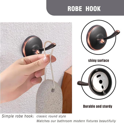 Classic Bathroom Hardware 4-piece Set,Oil-Rubbed Bronze | Wall Mounted,Stainless Steel and Zinc material,Including Towel Bar,Towel Ring,Toilet Paper Holder,Robe Hook
