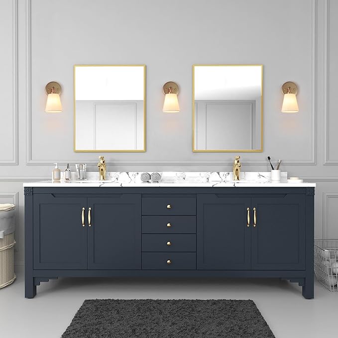 Gold Wall Sconce, Modern 1-Light Sconces Wall Lighting with Fabric Shade for Bathroom, Bedroom, Kitchen and Living Room