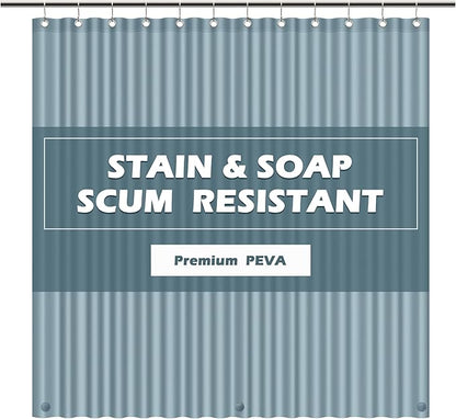 EHZNZIE Shower Curtain Liner Light Weight PEVA, Shower Liner 72x72 Inches, Waterproof, No Chemical Smell with 12 Rust Proof Metal Grommets for Bathroom Shower Curtain, Stone Blue