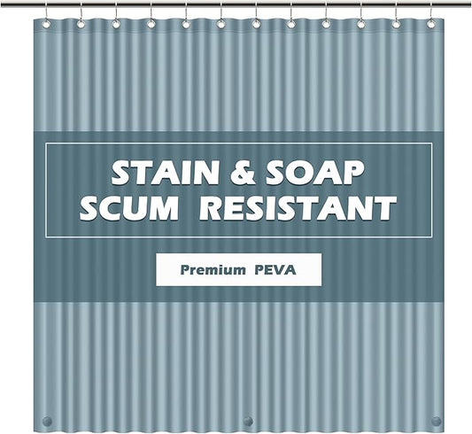 EHZNZIE Shower Curtain Liner Light Weight PEVA, Shower Liner 72x72 Inches, Waterproof, No Chemical Smell with 12 Rust Proof Metal Grommets for Bathroom Shower Curtain, Stone Blue