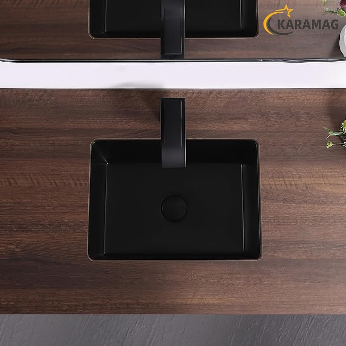 18 Inch Undermount Bathroom Sink Black Rectangle Sink with Overflow | 18-1/2"x14" Matte Black Under Counter Design,Ceramic,Easy to Clean,Modern Style,Ideal for bathroom,vanity, lavatory,restroom